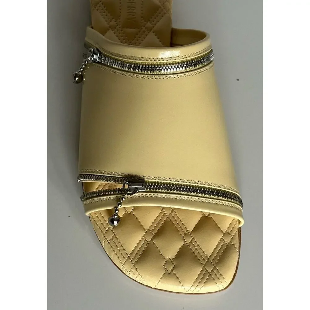 Burberry Open Toe Yellow Leather Slides Sandals 8 US (38) 8080264 IT NIB $990